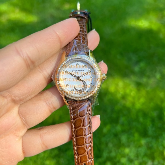 Stuhrling Original Women´sLeather Strap Diamond face...